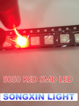 1000pcs 5050 led-light-emitting diode (led)SMD 5050 Rdeče LED.5.0*5,0 mm SMD LED 5050 rdeče svetlobe, 620-625NM ČIP-6 PLCC-3