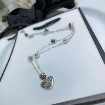 Prvotni čar klasične Turkizno Neustrašna S925 Sterling Srebrna ogrlica za Ženske Luksuznih blagovnih znamk visoke kakovosti Stilsko logotip darilo