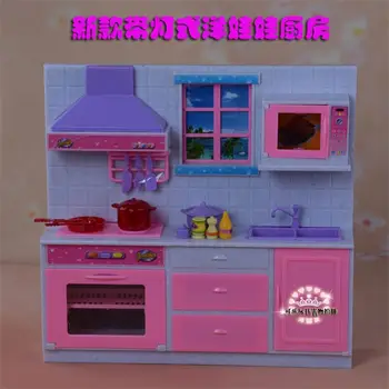 Za Barbie Lutka Pohištvo Oprema Plastična Igrača Sanje Lahka Kuhinja Kuhinjska Omara Peči Play House Darilo Dekle DIY