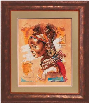 Zlato Zbirka Šteje Navzkrižno Šiv Kit Afriška Ženska, Dama Dekle Kulture lan 34758