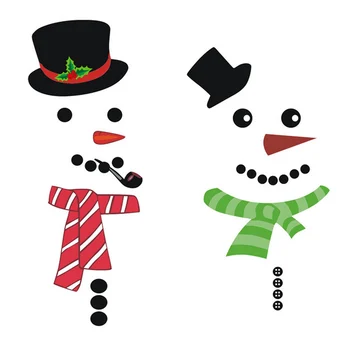 2 Nastavite Božič Hladilnik Decals Self-Adhensive Snežaka Obraz Nalepke Okraski za Hladilnik Steno, Okna, Omare, Vrata