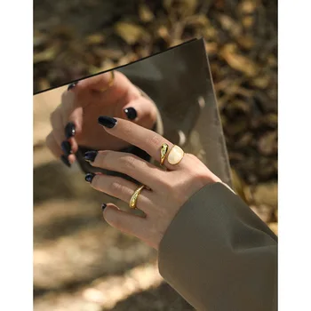 Španija nišo teksturo napačni strani križa lepilo realno S925 sterling srebrni prstan ženski 18k pozlačeni debelo generacije