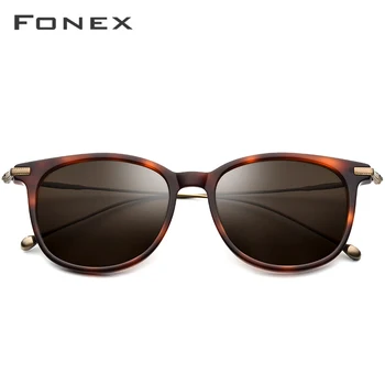 FONEX Titana Acetat Polarizirana sončna Očala Moških Nove Modne blagovne Znamke Oblikovalec Letnik Kvadratnih Zrcali sončna Očala za Ženske 854