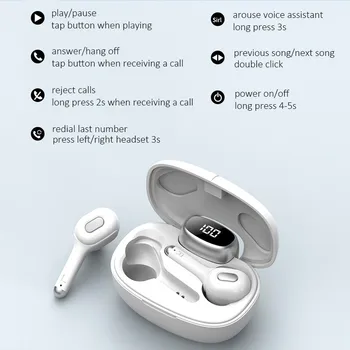 Brezžične Bluetooth Slušalke TWS Čepkov Bluetooth 5.0 LED Baterije Zaslon Nepremočljiva