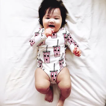 TinyPeople 2020 novo Kola srčkan print baby Bodysuit pomlad Fantje oblačila, Bombaž za malčke Dekliška Otroška Oblačila jeseni novorojenčka Jumpsuit