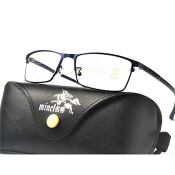 MINCL/ Titanove Zlitine Multifokalna leče Obravnavi Očala Moški Modni Pol Platišča Progresivna Očala Kvadratnih dioptrije očal FML