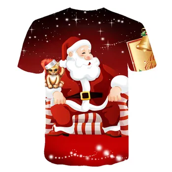 Otroke Božič Oblačila Tiskanje Otroci Smešne majice Risanke Santa Claus 2020 Počitnice Stranka Fantje, Dekleta Obleke Ulične Vrhovi