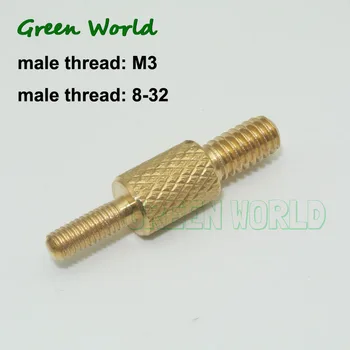 Zeleni Svet 1pc/veliko Trdni Brass Pretvorbo Adapter,angleščina čiščenje palice adapterji,Moški Nit 8-32,Moški Nit M3