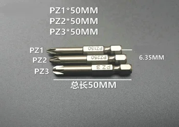 L100mm 5Pcs Pozidriv Izvijač Bit PZ1 PZ2 PZ3 Magnetni Izvijač S2 Jekla