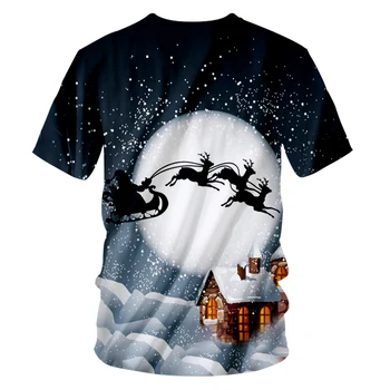 CJLM Zimo Božič Človek Živali T-shirt 3D Tiskanih Luna In Elk Harajuku Moških Najbolje Prodajanih 6XL V Vratu Tshirt