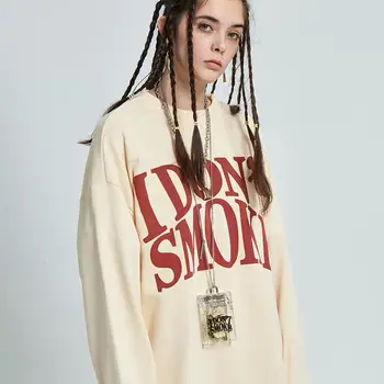Deeptown Hip Hop Majica Ženske Jeseni Mode 2020 Pismo Tiskanja Hoodie Dolg Rokav Bombaž Vrhovi Ulične Pulover Ženske