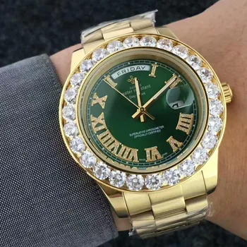 Zlato Velik Diamant blagovne Znamke Ledeni Iz Watch Dan Predsednik ročno uro Poslovnih Reloj vrh Luksuzni ura Moški Oblikovalec Ure 2019