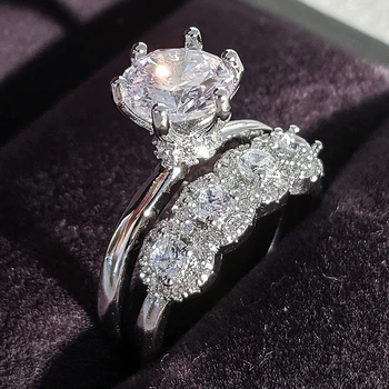 2021 nove luksuzne krog 925 sterling silver ring set za ženske lady obletnice, darila nakit večino prodajajo Črni petek R5139b