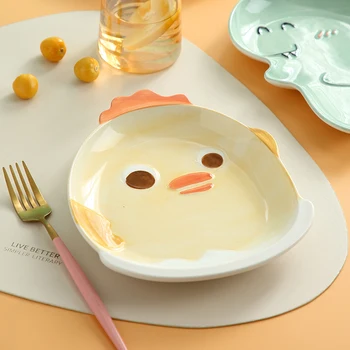 Lepe Posode za Otroke, Keramični Servis Risanka Ustvarjalnost Živalske Oblike Torto Sladico Plošče Domači Kuhinji Zajtrk Jed