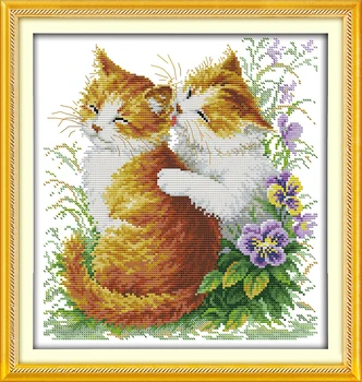 Needlework,DPS Kompleti za Vezenje kompleti,ljubezen poljubljanje Mačke Živali navzkrižno šiv vzorec DIY Slikarstvo Božično Darilo, poročni dekor