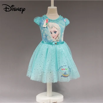 Disney sequined princesa obleko poletje dekleta sijoče otroška oblačila za otroke bombaž obleko