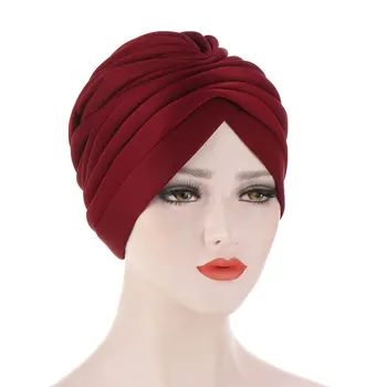 2020 Nov Modni Turban Klobuk Ženske Toplo Zimo Headscarf Bonnet Skp Muslimanskih Femme Ovijte Glavo Eleganten Indijski Prostor Bombaž Strani Klobuk