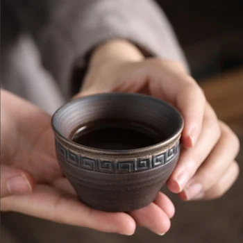 PINNY Retro Keramični Nit Teacup Pozlačenega Glaze Toplotno Odporen Čajne Skodelice Kung Fu Drinkware Ročno Master Cup
