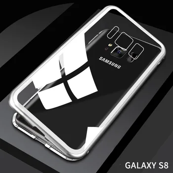 Luksuzni Magnetnih Kovin Kaljeno Steklo Ohišje za Samsung galaxy S8 Samsung S9 Plus S7 Rob Opomba 8 9 Mobilni Telefon Nazaj Magnet Primerih na