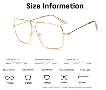 Prvotni Modni Oculos Kovinski Prevelik Kvadratnih Eye Glasses Okvir Ženske Letnik Dame Sončna Očala Moških Pregleden Očala 2019