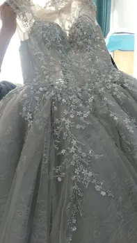 Brezplačno po meri haljo marie colore Stojalo ovratnik srebrna poroka oblačenja beaded čipke+til rep obleko