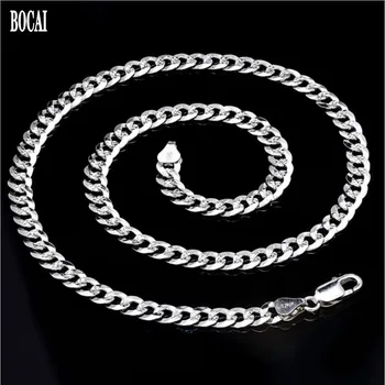 BOCAI nove realno s925 čisto srebro, nakit, moški ogrlica Ravno dolgo ogrlica srebrno reliefni ogrlica za moške