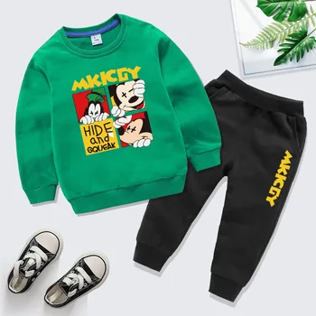 Modni trend fant dekle novo leto oblačil jesen in zimo Mickey Minnie otroški pulover nastavite otrok baby obleko, dvodelno,