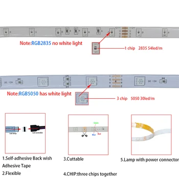 LED Trakovi Luči Bluetooth Iuces RGB 5050 SMD 2835 Nepremočljiva WiFi Prilagodljiv Žarnico, Trak Trak Diod DC12V 5M 10 M 15M 20M Barve