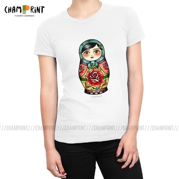 Rusija Matryoshka Lutka ženska Majica s kratkimi rokavi Vrhovi Tees Tumblr Bombaža T-shirt za Ženske Posadke Vratu korejskem Slogu Plus Velikost Oblačila