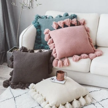 Trdne barve suzuo rob pletene blazino Nordijska ins slog blazino ustvarjalne domači kavč dekorativne blazine