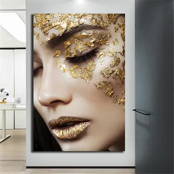 Zlato Ženska Platno Slikarstvo Doma Okras Ženske Pokončni Plakat, in Natisnjeni na Wall Art Slike Cuadros za dnevno Sobo Plakat
