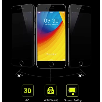 Benks Za iPhone 8 plus Kaljeno Steklo celozaslonskem 0.03 mm KR + PRO 3D Zasebnosti Anti-glare, Kaljeno Steklo Film Za iPhone 8 plus