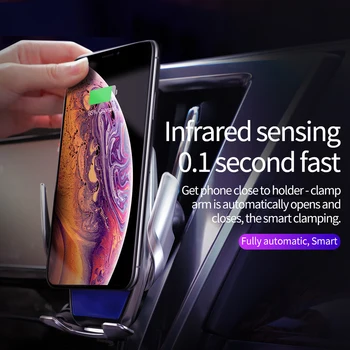 15W Brezžični Avto Polnilec Infrardeči Senzor za Avtomatsko Vpenjanje Qi Hitro Polnjenje Gori Nosilec za iPhone 12 11 XS 8 Samsung S10 S20
