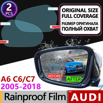 2Pcs za Audi A6 C6 C7 2005 - 2011 4F 4G Polno Kritje Anti Meglo Film Rearview Mirror Rainproof Anti-Fog Filmov Avto Dodatki Sline