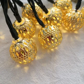Maroški kovanega železa votlih majhno žogo nepremočljiva prostem LED niz luči Božič vrt dekoracijo luči