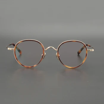 Visoka Kakovost Titana Recept Očala Okvir za Moške, Ženske Letnik Krog Kratkovidnost Optična Očala Retro Lahka Očala