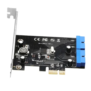 Super Hitrost PCI Express Dual 20 Pin Krmilnika USB 3.0 za Kartico PCI-E X1 2 Vrat USB 3.0 Glave Z Low Profile Bracket