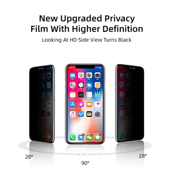 12H Anti Peeping Kaljeno Steklo Zaščitnik Zaslon Za iPhone 6s 7 Plus 8 XR XS 11 Pro Max Polno Zajetje Trajno Varovalne Tanko