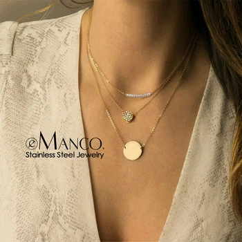 E-Manco Ženske Imitacije biserov choker ogrlica za ženske pismo iz nerjavečega jekla ogrlica za ženske izjavo, ogrlico, obesek