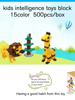 DVORIŠČE 500 kos 15 Barve DIY Mini Diamond Blok Plastična Kocka Stavbe, Bloki, Opeke Izobraževalne Igrače Igra gradniki za Otroke