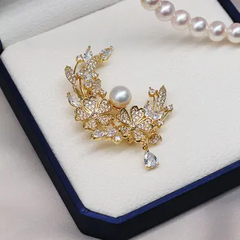 SINZRY NOVO lady kostum nakit AAA kubičnih cirkon simulirani pearl cvet dekorativni elegantne ženske broške