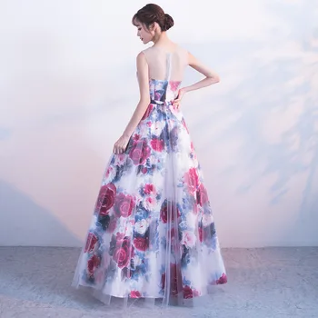 Novo Cvetje Dolgo Formalno Večerne Obleke Elegantno Cvjetnim Tiskanja Haljo De Soiree 2020 Til Posebne Priložnosti Obleke