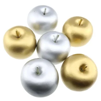 Gresorth 6 KOS Umetne Gold & Silver Apple Ponaredek Jabolka Doma Stranka Dekoracijo Sadje