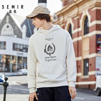 SEMIR Plus žamet sweatershirt moških hooded jeseni, pozimi 2019 novo vezene hoodies odraslih vrata-veter bombaž hoodies trend