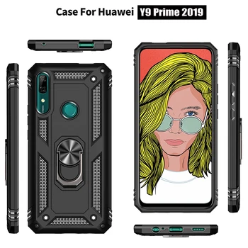 KEYSION Shockproof Oklep Primeru Za Huawei Y9 Y6 Y7 Prime Y5 2019 Primeru Stojalo, Avto Obroč Pokrov Za P Smart Z Y6 Y7 Pro P Smart 2019