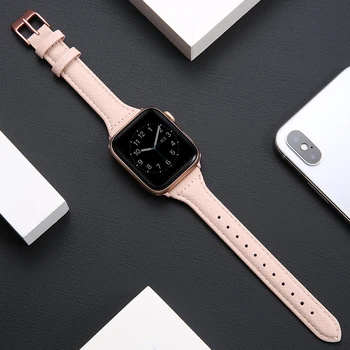 Slim Usnje, usnjeni trak Za Apple Watch band 44 mm/40 mm iWatch Band 38 mm 42mm 44 Šport watchband zapestnica apple watch 6 5 4 3 2 1