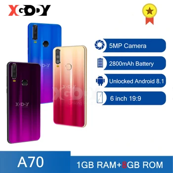 XGODY A70 mobilnega telefona 3G 1GB, 8GB Odklepanje Mobilnih telefonov Android 6 inch Quad Core, Dual SIM, GPS, WiFI, 5MP Fotoaparat 2020 Nov mobilni telefon