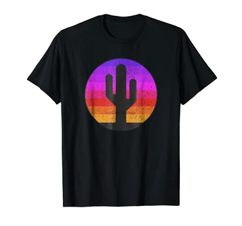 Kaktus Saguaro T-Shirt Majica Moški In Ženske-Moški T-Shirt-Black - Kaktus sončnem zahodu
