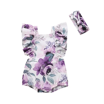 Dojenčka Newborn Baby Dekleta Bombaž Romper brez Rokavov Cvetlični Obleke Jumpsuit Sunsuit 0-24M