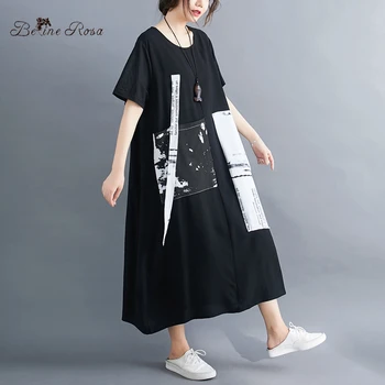 BelineRosa 2020 Žensk Priložnostne Obleko, Črno Bel Bombaž Velikost Obleke za Ženske YPYC0045